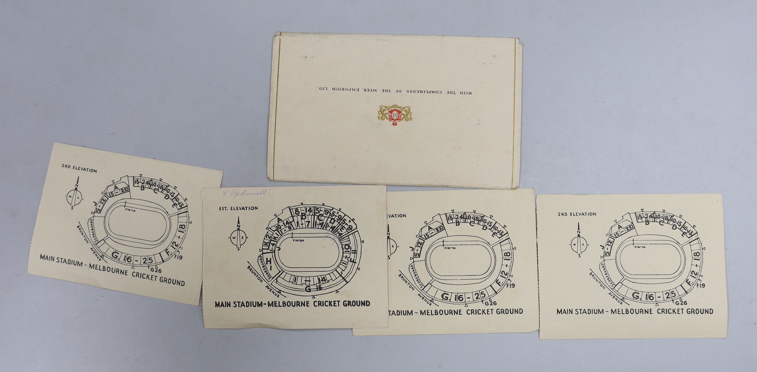 Melbourne Olympics 1956 ticket stubs and souvenir envelope